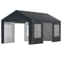 COSTWAY Auto-Faltgarage, Carport mit 8 Seitenwänden, 595 x 300 x 280 cm