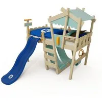 Wickey Kinderbett CrAzY Snuggy Massivholz-Hochbett mit Leiter, Lenker & Rutsche (opt) (Spielbett mit optionaler 175 cm Rutsche für maximalen Spielspaß, Abenteuer-Etagenbett mit Zubehör – auf Wunsch mit Rutsche), Massivholz-Konstruktion für Sicherheit