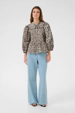 Langarm-Bluse Feminine Ulrike print - Simply taupe grey