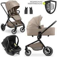 Hauck Kombi-Kinderwagen Move N Care Trio Set - Mocha, 3in1 Kinderwagen Buggy mit Babywanne, Babyschale, Sportsitz & Zubehör