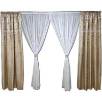 Gardinen by Justyna Verdunkelungsvorhang Vorhang Schal Set Gold Beige, Kräuselband, Lichtschutz, Blickdicht,Verdunkelung,Verdunkelt,Kräuselband,Store