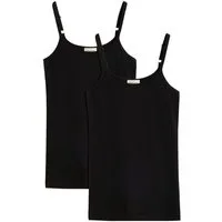 bonprix Shirttop (Packung, 2-tlg) Slim fit, ohne Ärmel, langer Schnitt, aus Baumwolle mit Elasthan