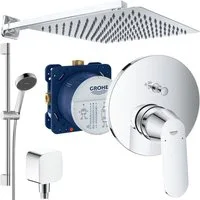 Grohe und Jowi Duscharmatur Eurosmart Cosmopolitan Duschsystem, mit Hansgrohe Brausegarnitur 650mm (Unterputz-Duschsystem, mit 650mm Brausestange) 650mm Brausestange