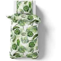 Visaggio Bettwäsche Tropical 135x200 155x220 Bettbezug Allergiker geeignet, Microfaser, 2 teilig, Tropische Blätter Bettbezug Dschungel