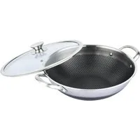 Cheffinger Wok Topf Edelstahl Wabenstruktur Ø36cm Induktion Anti Haft Kratzfest