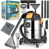 COIL Nass-Trocken-Sauger Waschsauger, 4-in-1, Teppichreiniger, 19 kPa, 5L Wassertank, 1300 W, beutellos, mit Sprühfunktion & Blasfunktion, 25L, Filterreinigungsfunktion