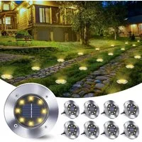 Athlix LED Solarleuchte Solar Bodenleuchten Außen, 8 LED Solarlampen für Garten Solarleuchten, LED fest integriert