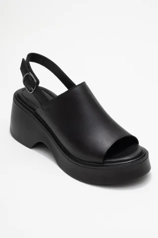 Power Leder Plateau Keilabsatz Sandalen (Women)