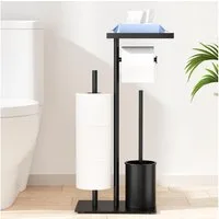Toomoke Toilettenpapierhalter Freistehender WC-Garnitur mit Bürste Beweglicher Klopapierständer (Modernes Design, toilettenpapierhalter stehend,für Hotels, Mietwohnungen oder Haushalte), 1-St.,mit Ablage Ersatzrollenplatz,Klobürste,Hochwertiger Edels