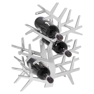 Weinregal Design 38 cm für 6 Flaschen Aluminium Silber