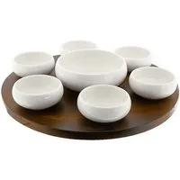 Almina Servierschale Set Belicia, Holz, Porzellan, (Packung, 8-tlg), mit Holzbrett & Schalen, für Snacks & Dips