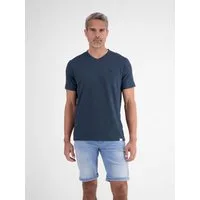 LERROS Rundhalsshirt T-Shirt aus Baumwoll-Leinen-Mix in moderner 2-Tone-Optik