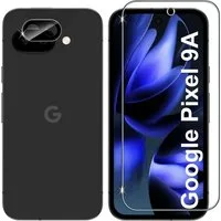 CLM-Tech Displayschutzglas 1X Schutzfolie für Google Pixel 9a Panzerfolie 1X Kameraschutz für Google Pixel 9a, 2er Set Kameraglas Panzerglas Displayschutz 9H Glas, 2 Stück, Unterstützt Fingerabdruck-ID