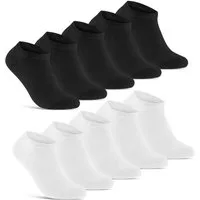 sockenkauf24 Sneakersocken 10 Paar Basic Sneaker Socken Herren & Damen aus Baumwolle (Schwarz/Weiß, 43-46) mit Komfortbund (Basicline) - 70202T WP