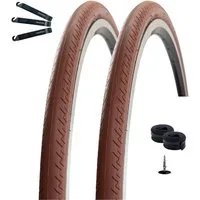 maxxi4you Fahrradreifen 2 x Kenda 28" Kontender K-196 Braun + 2 Schläuche SV inkl. Reifenheber