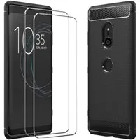 CoolGadget Handyhülle Schwarz als 2in1 Schutz Cover Set für das Sony Xperia 10 III 6 Zoll, 2x Glas Display Schutz Folie + 1x TPU Case Hülle für Xperia 10 III