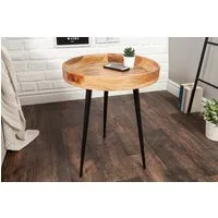riess-ambiente Beistelltisch PURE NATURE Ø45cm natur / schwarz (Einzelartikel, 1-St), Wohnzimmer · Mango-Massivholz · Metall-Beine · rund · Schlafzimmer