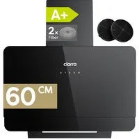 CIARRA Kopffreihaube 60 cm Dunstabzugshaube A+ 580 m³/h SensorTouch 3 Stufen VM6765CB 60 cm Dunstabzugshaube A+ 580 m³/h SensorTouch 3 Stufen VM6765CB, Leise Schräghaube Umluft & Abluft mit 2 Kohlefilter & LED Schwarz