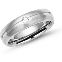 Unique Fingerring Edelstahlring mit Glanzrille Zirkonia schlicht 5mm von Unique R9162cz