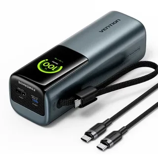 Vention FKG 200W 99.9Wh 27000mAh Smart TFT Display Power Bank with Built-in USB-C Cable External Battery Power Supply wi
