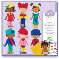DJECO Kreativset Bastelset Anziehpuppen mit Filz & Stickern, 12 Figuren
