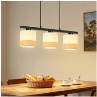 ZMH Pendelleuchte Esstisch 1/3/4 flammig E27 Retro Stoff Esszimmerlampe, ohne Leuchtmittel, 120cm Höhenverstellbare Hängeleuchte für Küche Wohnzimmer