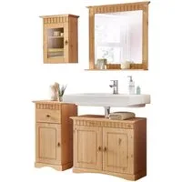 Clever-Moebel Badmöbel-Set 4 tlg Badmöbel Set aus Kiefernholz im Landhausstil gelaugt