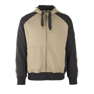 MASCOT Wiesbaden Kapuzensweatshirt mit Reißverschluss UNIQUE Hellkhaki / Schwarz M - 50566-963-5509-M
