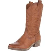 Ital-Design Damen Cowboyboots Western Westernstiefel (90152858) Blockabsatz Stiefel in Camel