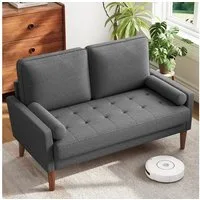 OUNUO 2-Sitzer Sofa 2 Sitzer, Modernes 2er Sofa mit 2 Wurfkissen