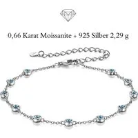 UNIQAL.de Silberarmband Damen 925 Sterling Silber mit Diamant Moissanit 0,66 Karat – CELESTA (Klassisches Silberarmband mit 11 Moissanit Steinen, 925 Sterling Silber Weißgold plattiert, inkl. Luxuriöse Schmuck Geschenkbox), Moissanit VVS1 Reinheit, G