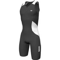Wulibike Trainingsanzug Herren Trisuit ärmelloser Triathlon-Einteiler mit Frontreißverschluss (Einteilig, 1-tlg), Atmungsaktiv mit stützendem Sitzpolster, Muskelkompression & Taschen