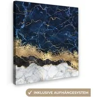OneMillionCanvasses® Leinwandbild Marmor - Weiß - Gold - Luxus, Fotodruck (1 St), Wandbild, Deko Schlafzimmer Wohnzimmer Flur 20x20 cm