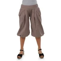 malito more than fashion Haremshose malito Damen Pumphose Capri Holzzierknöpfe 23286H kurze Sommer Pumphose in Unifarben Einheitsgröße