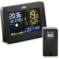 ADE Wetterstation Funk mit Außensensor, mit Vorhersage Funkwetterstation (mit Außensensor, mit animierter Wettervorhersage, Innen- und Außenhygrometer)