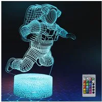 Dreamy Cubby Nachtlicht 3D Nachtlicht Astronaut LED Lampe mit Fernbedienung 16 Farben, LED, energiesparend, langlebig mit bis zu 100.000 Stunden Lebensdauer., Bunt, 3D Effekt Nachtlicht mit Farbwechsel und Fernbedienung LED