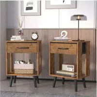 OYRREU Nachttisch Set mit Schubladen, 2 platzsparende Nachtkommoden, OTTO'S CHOICE (Holzoptik 40x30x60 cm, Nachtschrank-Set 2-tlg. Kombination), 2er Beistelltisch platzsparendes Design, harmonisch