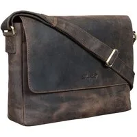 Benthill Messenger Bag Herren Umhängetasche Echt Leder Messenger Laptop Schultertasche Damen, Reißverschlussfach