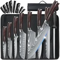 MDHAND Messer-Set 8-teiliges Profi-Kochmesserset mit Aufbewahrungskoffer und Wetzstahl (8-tlg), High-Carbon-Edelstahl, ultrascharfe Messerkollektion