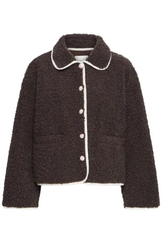 ICHI - Kurzjacke mit Paspeln braun - Gr. - 36