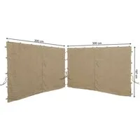 Quick Star Pavillonseitenteil 2 Seitenteile mit RV für Pavillons 3x3m, 300x197 cm, Seitenwand Set 2tlg für Pavillons 3x3m mit Reißverschluss
