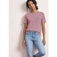STREET ONE Kurzarmshirt Sommershirt mit Rundhals und Schmucksteinen