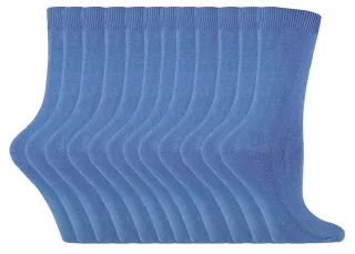 Einfarbige Damensocken mit hohem Baumwollanteil | 12 Paar Multipack | Socken-Snob | Dünne, bequeme, farbenfrohe Crew-Söckchen für Damen in tiefem Fuchsia