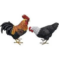 Fachhandel Plus Tierfigur Dekofiguren Hahn & Huhn (2er-Set), Gartenfiguren für Indoor & Outdoor (2x stehend), einzigartige Farbgebung