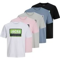 Jack & Jones T-Shirt Herren T-Shirt 5er Pack Baumwolle (Packung, 5er Pack)