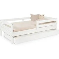 Ehrenkind Kinderbett Sona aus massivem Kiefernholz mit Rausfallschutz (Jugendbett kn weiß, Kinder Bett), Kinderbett 90x200 cm