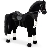 ELLA & PIET® Stehpferd Großes XXL Standpferd AMIRA mit Sattel (Schwarz), Spielpferd, Kinderpferd, Plüschpferd, Reitpferd