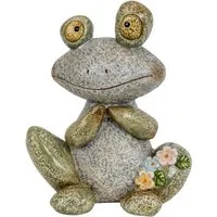 MF Tierfigur Dekofigur Steinfrosch Emil mit Blumen aus Polyresin 19cm (1 St)
