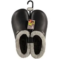 Steinnacher Bärbel Herren Gartenclogs mit Fell schwarz Clog