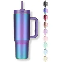 Milu Thermobecher Edelstahl Tumbler To Go 1200 ml, mit Strohhalm und Henkel